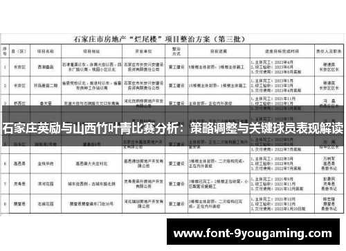 石家庄英励与山西竹叶青比赛分析：策略调整与关键球员表现解读
