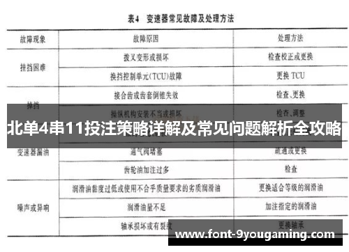 北单4串11投注策略详解及常见问题解析全攻略